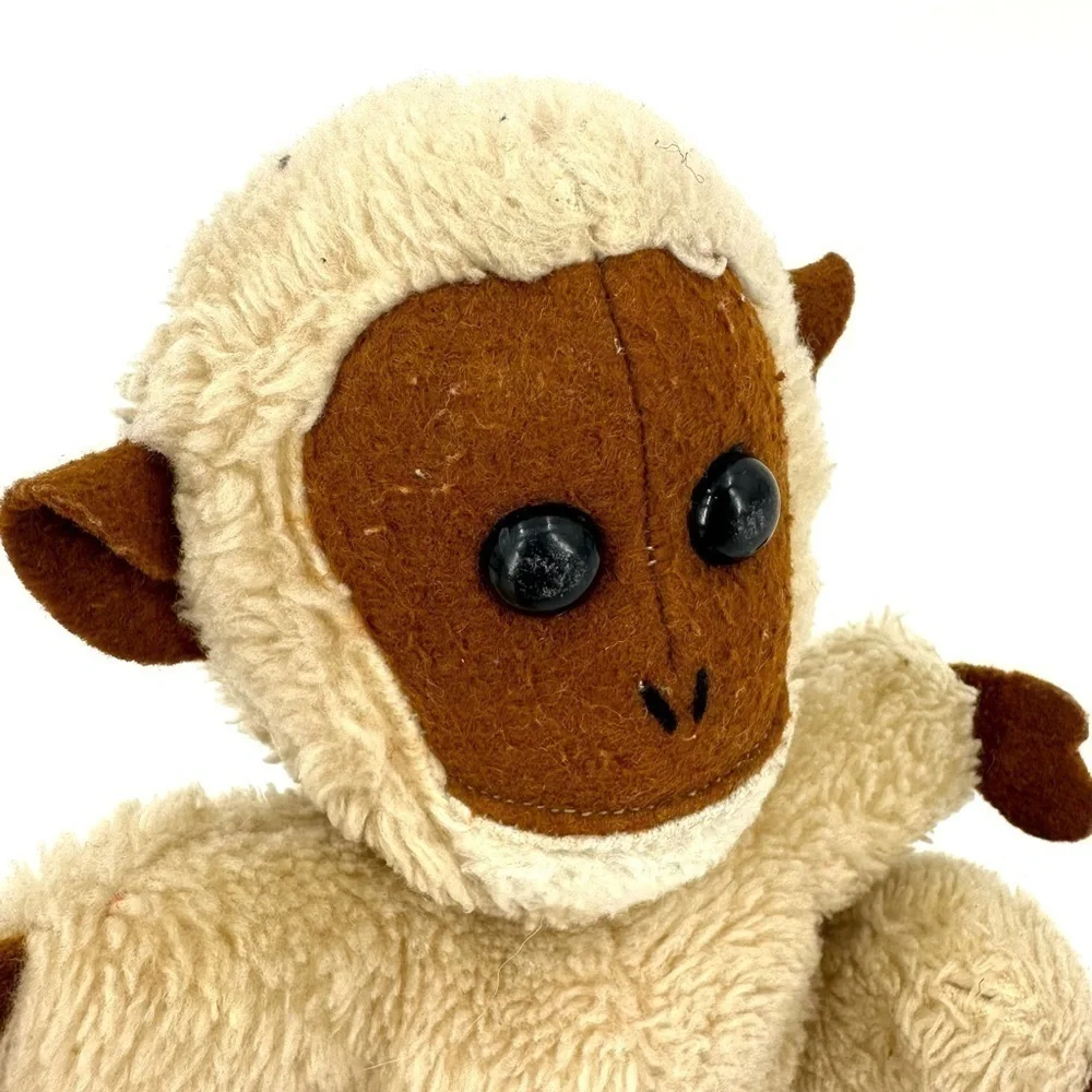 Vintage Dakin 1976 Monkey Plush Stuffed Animal Tan Brown Long Tail Ape Gorilla